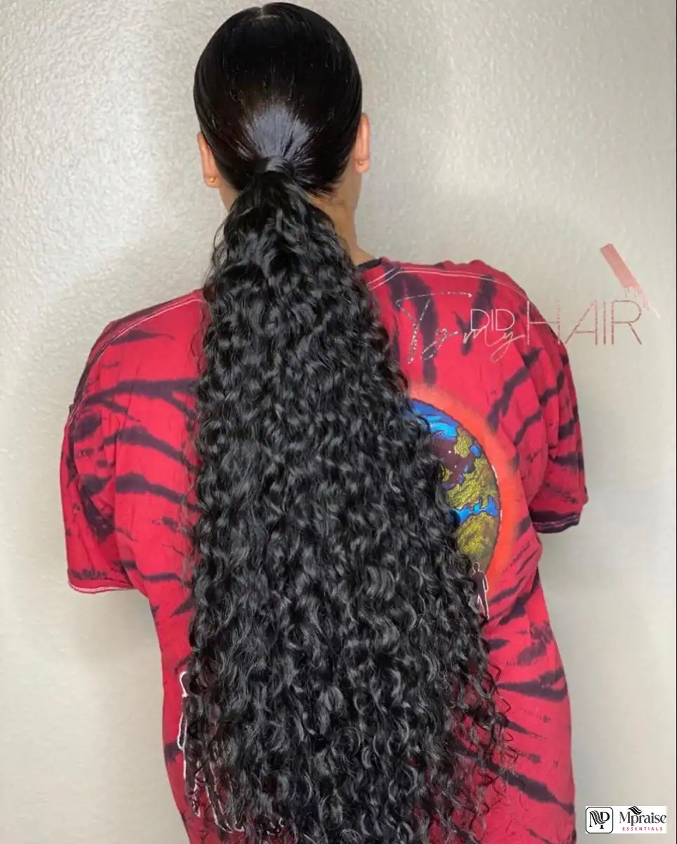 Deep wave ponytail bundles