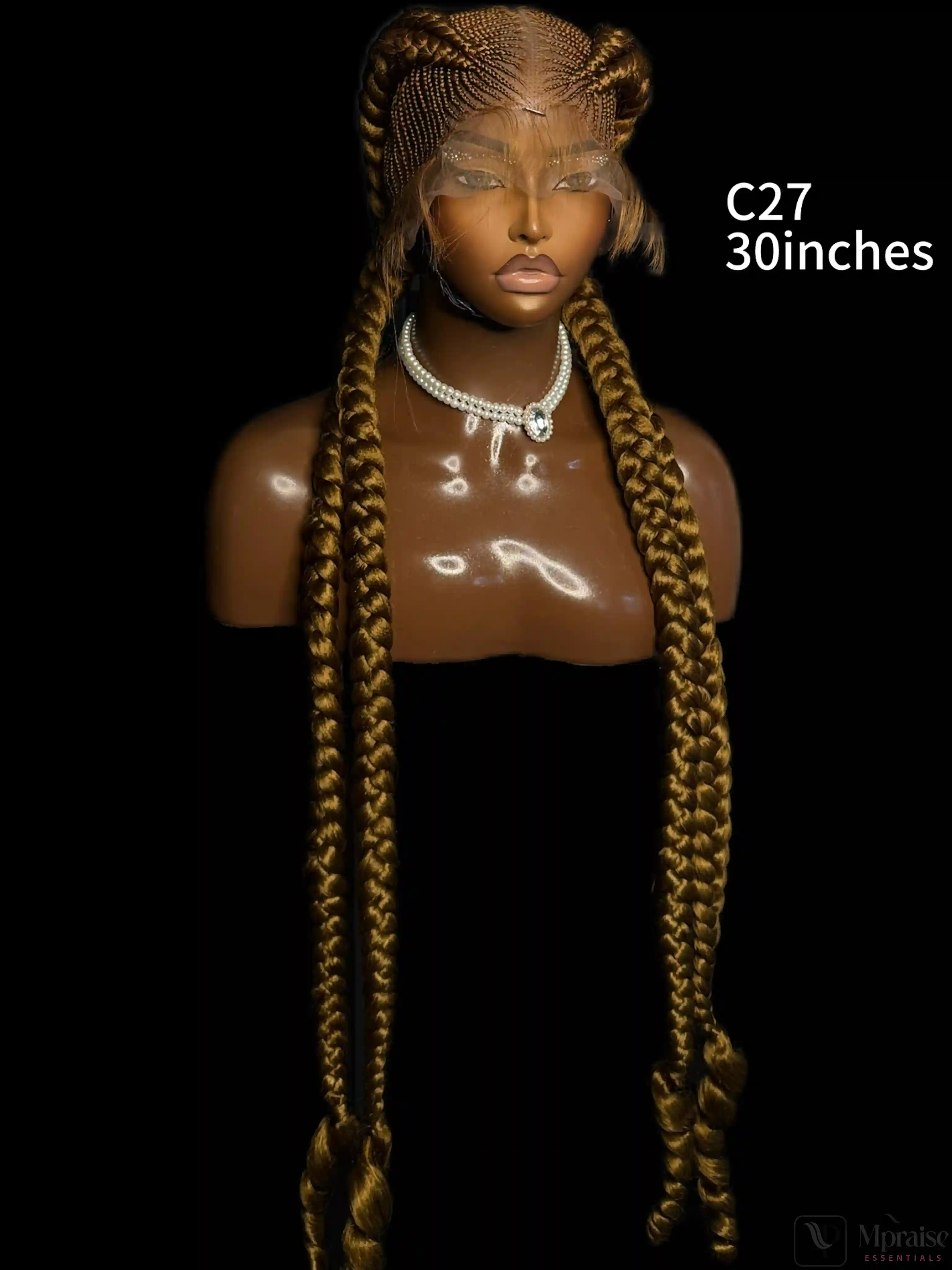 Two rows cornrows braided wig